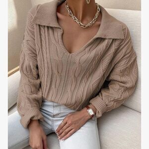 Womens cable knit sweater long sleeves
